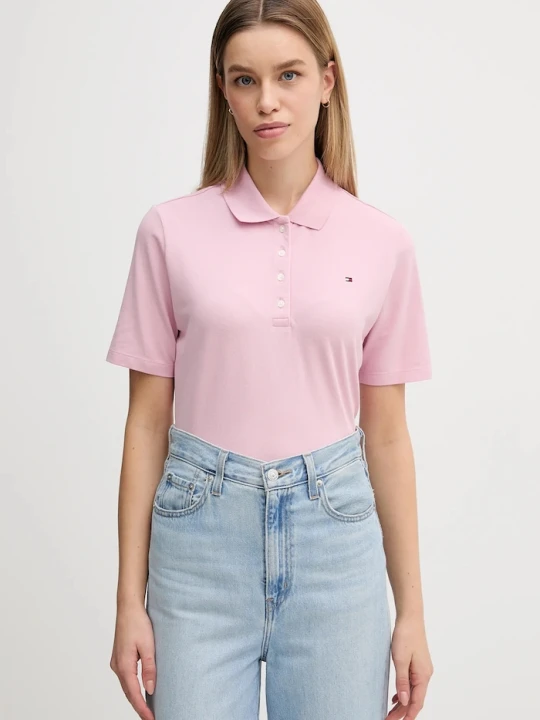 Zdjęcie produktu Tommy Hilfiger polo damskie z bawełną różowy