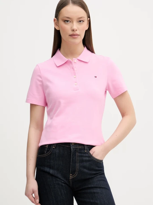 Zdjęcie produktu Tommy Hilfiger polo damskie z bawełną różowy