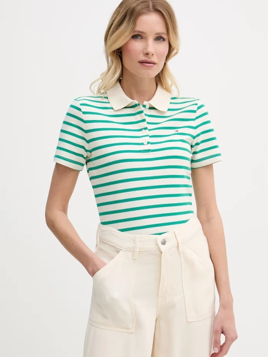Zdjęcie produktu Tommy Hilfiger polo damskie z bawełną zielony