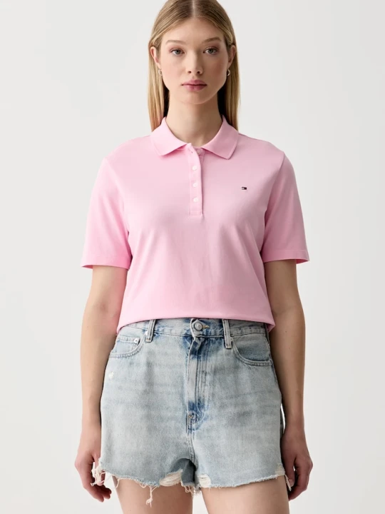Zdjęcie produktu Tommy Hilfiger polo damskie z bawełną różowy