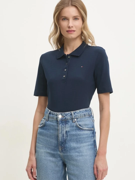 Zdjęcie produktu Tommy Hilfiger polo damskie z bawełną granatowy
