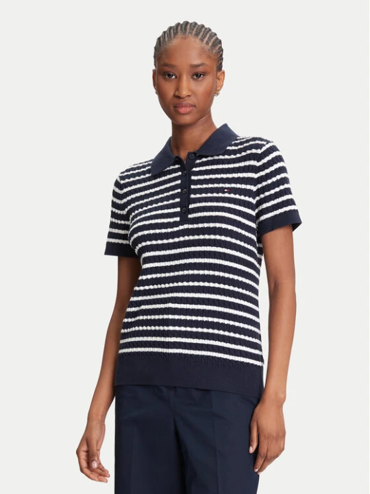 Zdjęcie produktu Tommy Hilfiger Polo Fine WW0WW41474 Granatowy Regular Fit