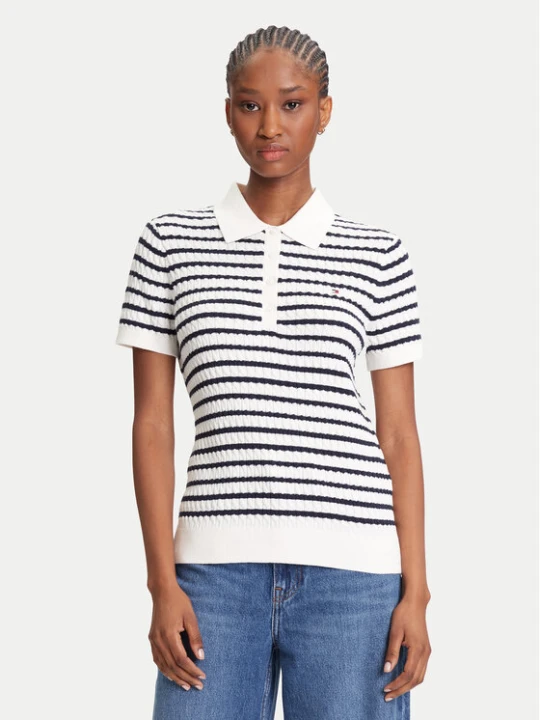 Zdjęcie produktu Tommy Hilfiger Polo Fine WW0WW41474 Kremowy Regular Fit