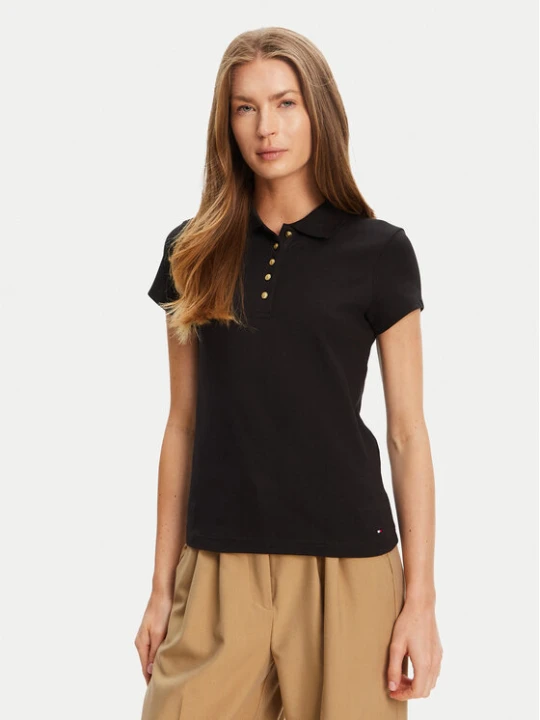 Zdjęcie produktu Tommy Hilfiger Polo Gold Button WW0WW45768 Czarny Slim Fit
