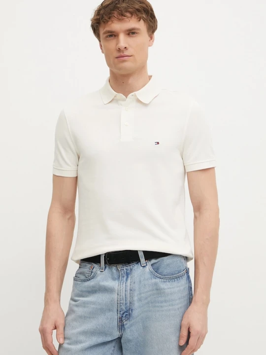 Zdjęcie produktu Tommy Hilfiger polo bawełniane z elastanem beżowy