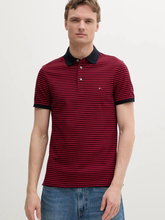 Zdjęcie produktu Tommy Hilfiger polo bawełniane z elastanem czerwony