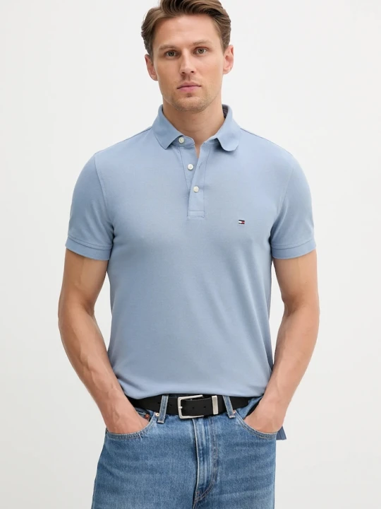 Zdjęcie produktu Tommy Hilfiger polo bawełniane z elastanem niebieski