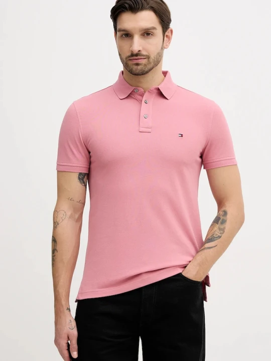 Zdjęcie produktu Tommy Hilfiger polo bawełniane z elastanem różowy