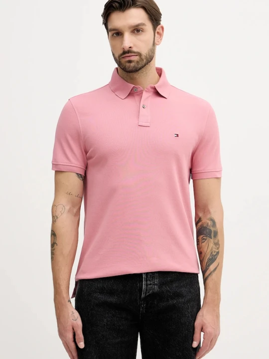 Zdjęcie produktu Tommy Hilfiger polo męskie bawełniane z elastanem różowy