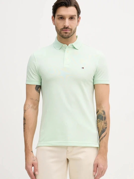 Zdjęcie produktu Tommy Hilfiger polo bawełniane z elastanem zielony