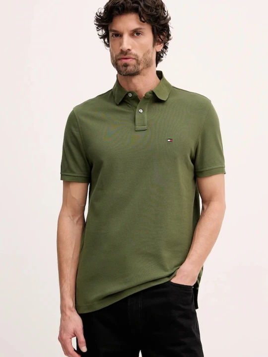 Zdjęcie produktu Tommy Hilfiger polo męskie bawełniane z elastanem zielony