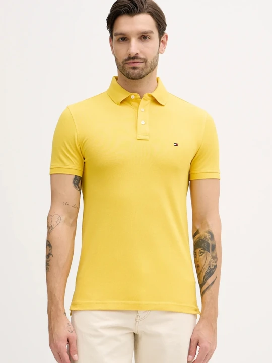 Zdjęcie produktu Tommy Hilfiger polo bawełniane z elastanem żółty