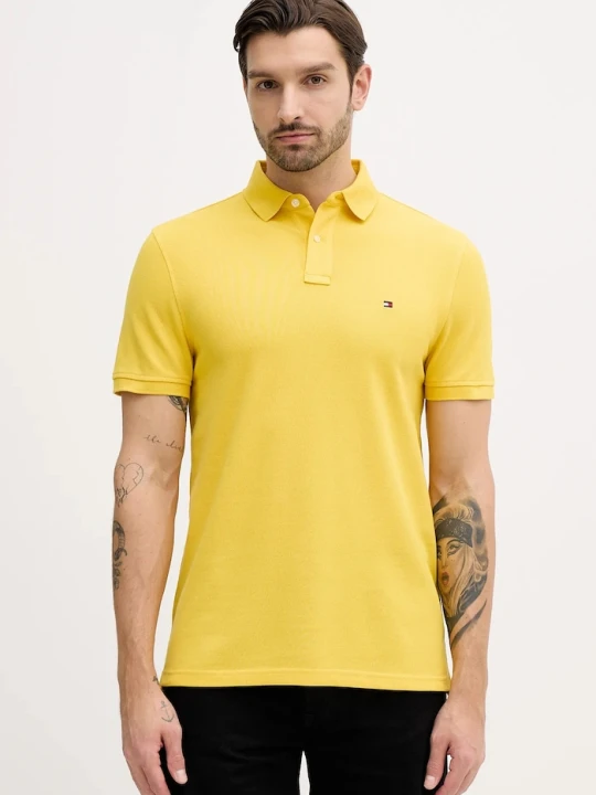 Zdjęcie produktu Tommy Hilfiger polo męskie bawełniane z elastanem żółty