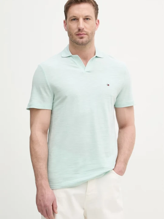 Zdjęcie produktu Tommy Hilfiger polo męskie bawełniane turkusowy