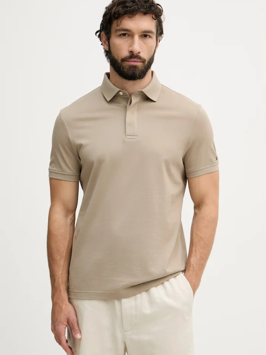 Zdjęcie produktu Tommy Hilfiger polo męskie bawełniane beżowy