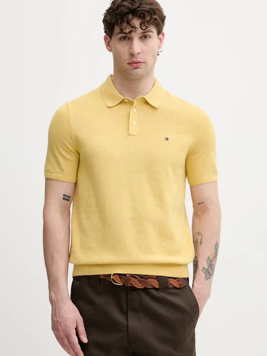 Zdjęcie produktu Tommy Hilfiger polo męskie bawełniane żółty