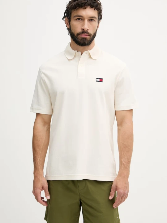 Zdjęcie produktu Tommy Hilfiger polo męskie bawełniane beżowy