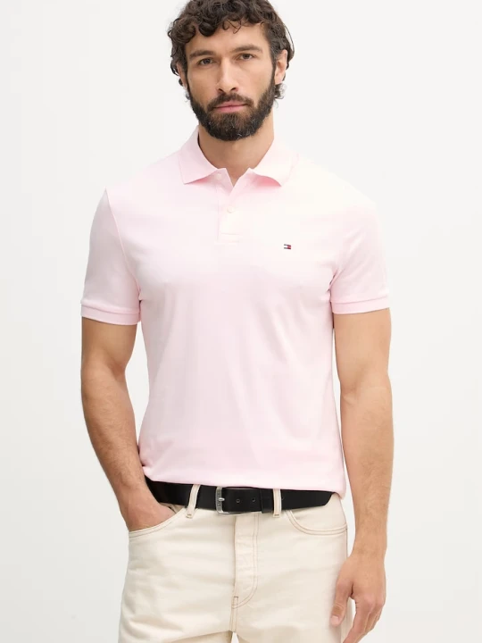 Zdjęcie produktu Tommy Hilfiger polo męskie bawełniane różowy