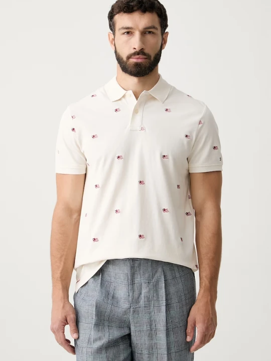 Zdjęcie produktu Tommy Hilfiger polo męskie bawełniane beżowy