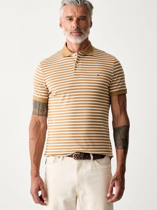 Zdjęcie produktu Tommy Hilfiger polo męskie bawełniane beżowy