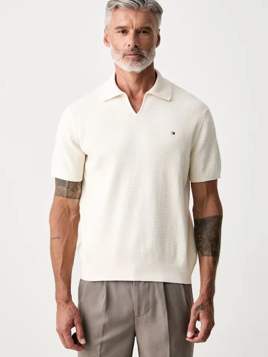 Zdjęcie produktu Tommy Hilfiger polo męskie bawełniane beżowy