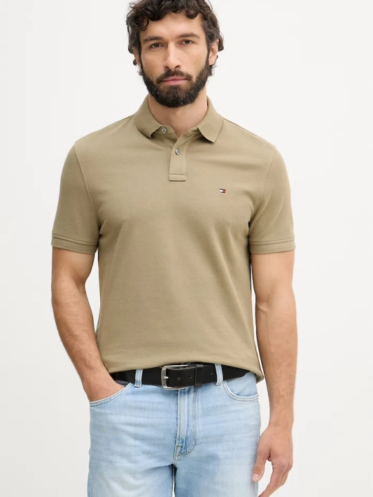 Zdjęcie produktu Tommy Hilfiger polo męskie bawełniane z elastanem zielony
