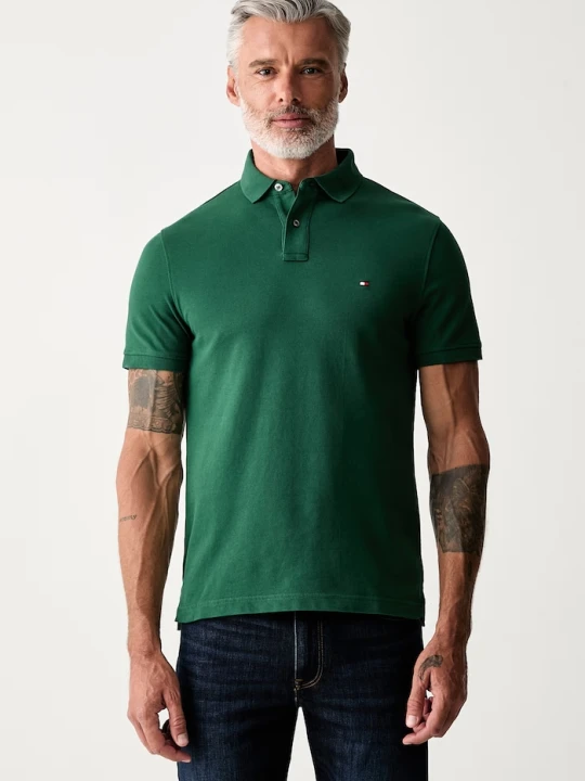 Zdjęcie produktu Tommy Hilfiger polo męskie bawełniane z elastanem zielony