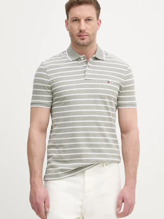 Zdjęcie produktu Tommy Hilfiger polo męskie z dodatkiem lnu zielony