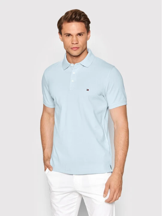 Zdjęcie produktu Tommy Hilfiger Polo MW0MW17771 Błękitny Slim Fit Niebieski jasny