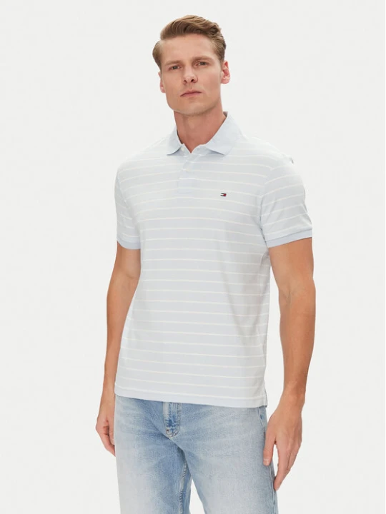 Zdjęcie produktu Tommy Hilfiger Polo MW0MW39994 Błękitny Regular Fit Niebieski jasny