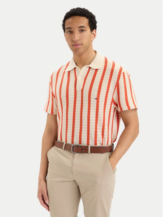 Zdjęcie produktu Tommy Hilfiger Polo MW0MW42770 Kremowy Regular Fit