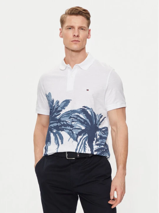 Zdjęcie produktu Tommy Hilfiger Polo Palm Print MW0MW34758 Biały Regular Fit
