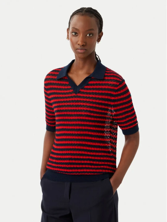Zdjęcie produktu Tommy Hilfiger Polo Pointelle WW0WW50060 Czerwony Regular Fit