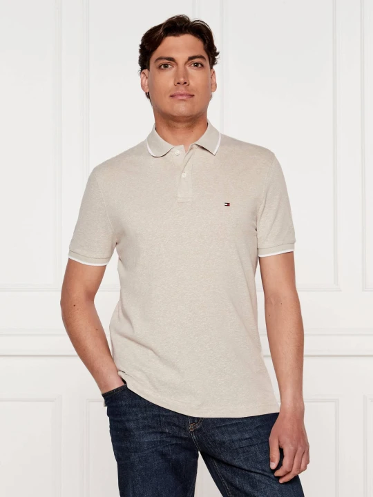 Zdjęcie produktu Tommy Hilfiger Polo | Regular Fit | z dodatkiem lnu beżowy
