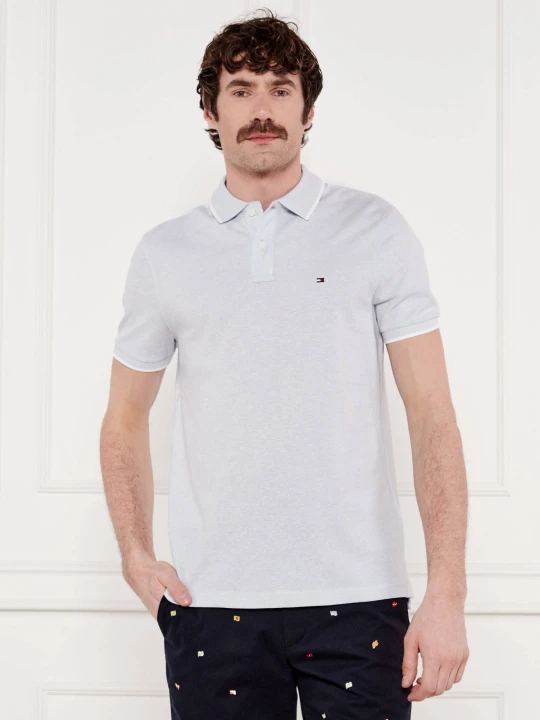 Zdjęcie produktu Tommy Hilfiger Polo | Regular Fit | z dodatkiem lnu błękitny