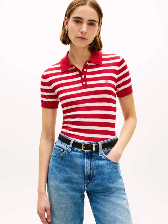 Zdjęcie produktu Tommy Hilfiger Polo | Slim Fit | z dodatkiem jedwabiu czerwony