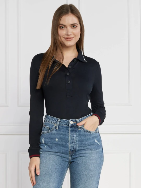 Zdjęcie produktu Tommy Hilfiger Polo SPLIT GLOBAL STR LS | Slim Fit granatowy