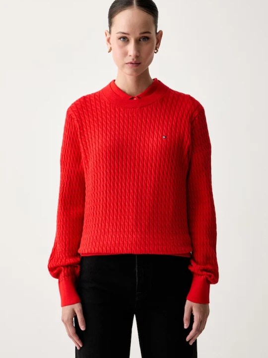 Zdjęcie produktu Tommy Hilfiger polo swetrowe damskie z bawełną czerwony