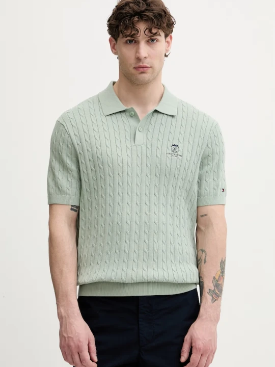 Zdjęcie produktu Tommy Hilfiger polo swetrowe męskie bawełniane zielony
