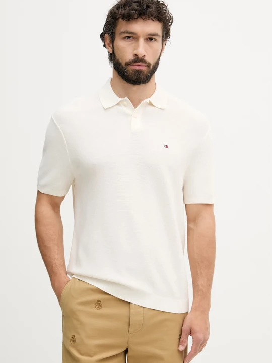 Zdjęcie produktu Tommy Hilfiger polo swetrowe męskie bawełniane beżowy