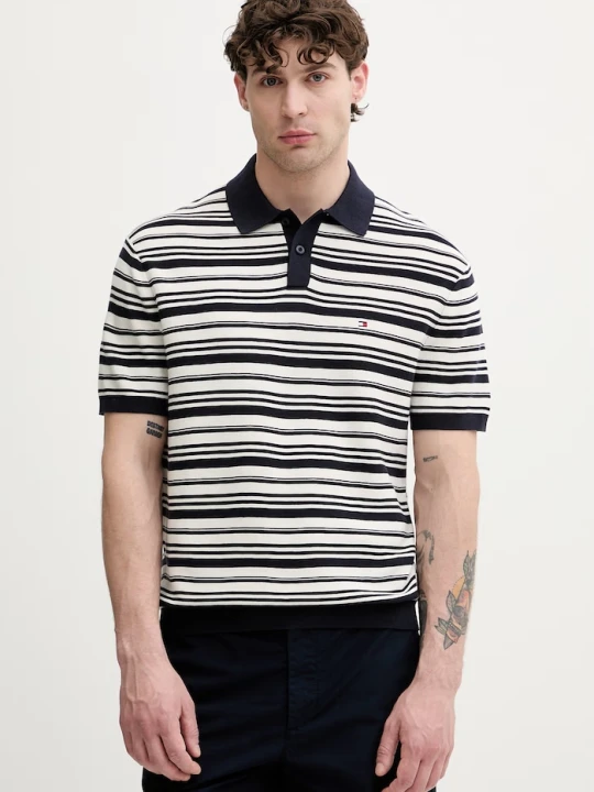 Zdjęcie produktu Tommy Hilfiger polo swetrowe męskie bawełniane granatowy