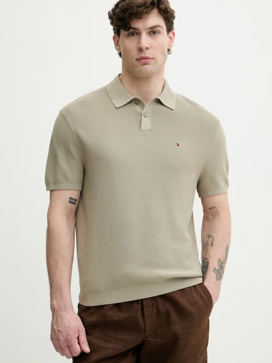 Zdjęcie produktu Tommy Hilfiger polo swetrowe męskie bawełniane zielony