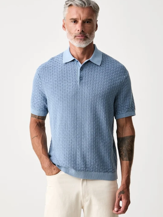 Zdjęcie produktu Tommy Hilfiger polo swetrowe męskie bawełniane niebieski
