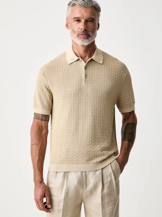 Zdjęcie produktu Tommy Hilfiger polo swetrowe męskie bawełniane beżowy