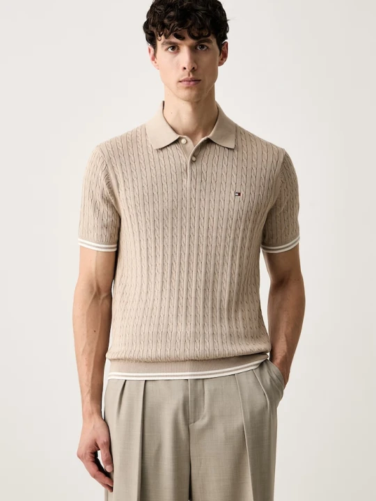 Zdjęcie produktu Tommy Hilfiger polo swetrowe męskie bawełniane beżowy