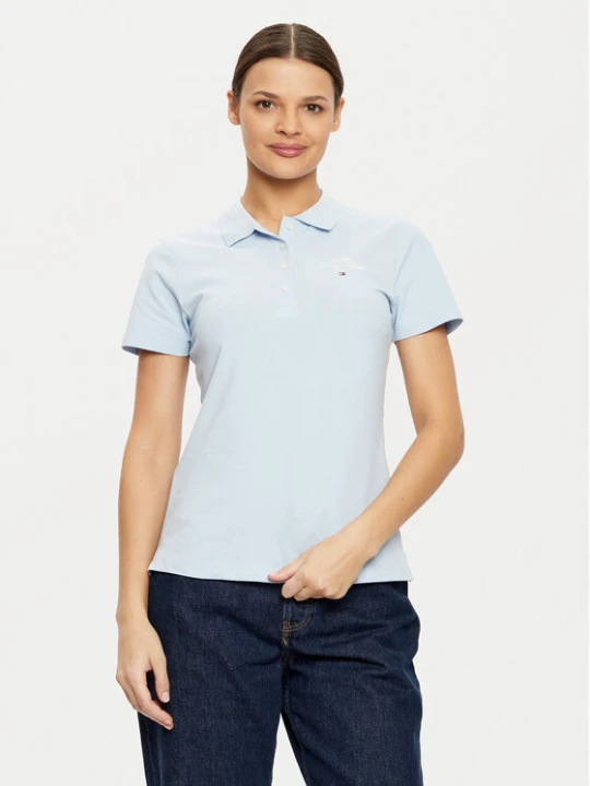 Zdjęcie produktu Tommy Hilfiger Polo WW0WW43930 Błękitny Slim Fit Niebieski jasny