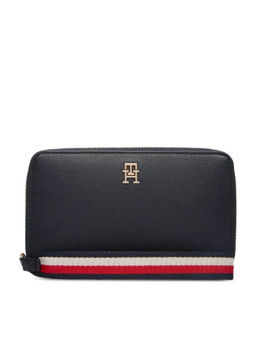 Zdjęcie produktu Tommy Hilfiger Portfel Th Logotape Compact Zip Around AW0AW18699 Granatowy