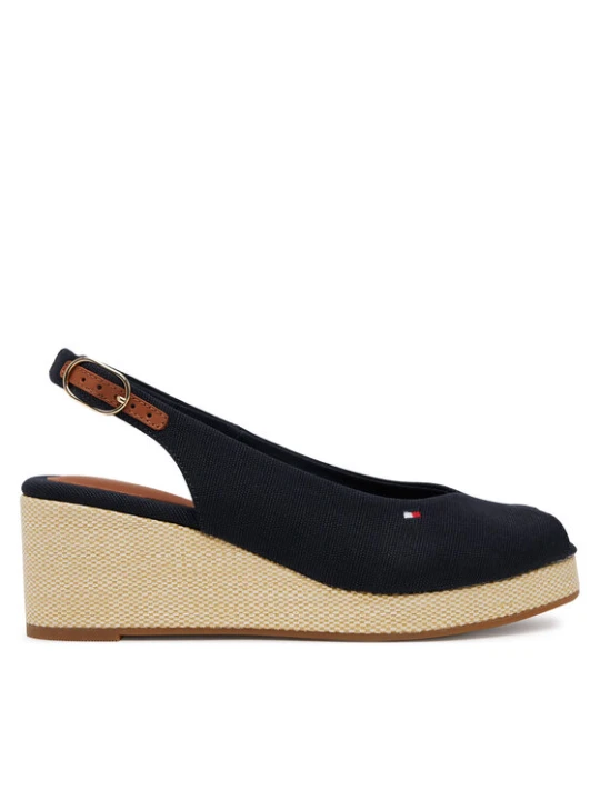 Zdjęcie produktu Tommy Hilfiger Sandały Flag Mid Wedge Espad Slingback FW0FW08595 Granatowy