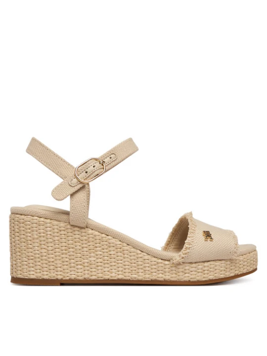 Zdjęcie produktu Tommy Hilfiger Sandały Mid Woven Wedge Espad Fringe FW0FW09470 Beżowy