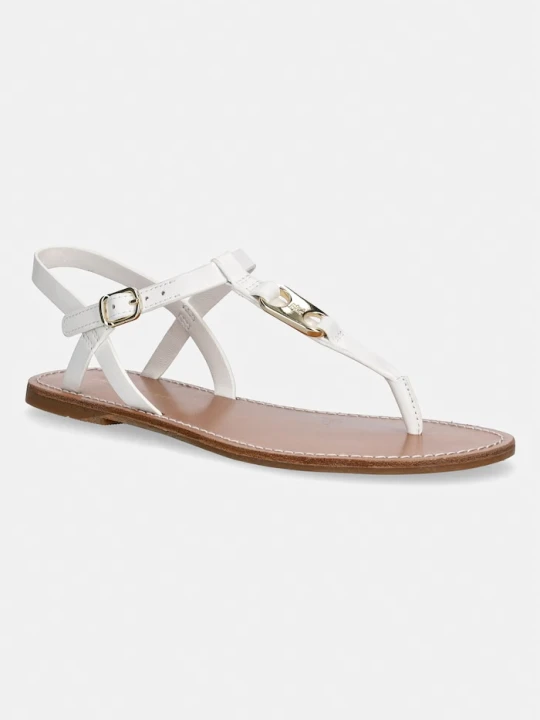 Zdjęcie produktu Tommy Hilfiger sandały na płaskim obcasie damskie skórzane LEATHER THONG SANDAL biały